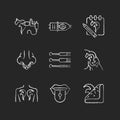 Tattoo and piercing instruments chalk white icons set on dark background Royalty Free Stock Photo