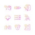 Tattoo and piercing instruments gradient linear vector icons set Royalty Free Stock Photo