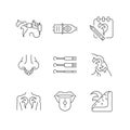 Tattoo and piercing instruments linear icons set Royalty Free Stock Photo