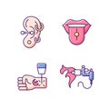 Tattoo and piercing masters RGB color icons set