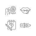 Tattoo and piercing salon linear icons set Royalty Free Stock Photo