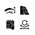 Tattoo and piercing types black glyph icons set on white space