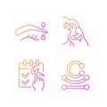 Tattoo and piercing types gradient linear vector icons set