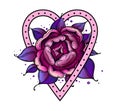 Tattoo Rose Flower.Tattoo, Mystic Symbol. Boho Print, Poster, T-shirt. Textiles. Vector Illustration Art. Vintage Engraving.