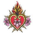 Sacred Heart Symbol Colorful Tattoo Royalty Free Stock Photo