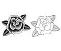 Tattoo flowers set dot work Royalty Free Stock Photo