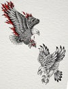 Tattoo Sketch Of Eagle In Fire