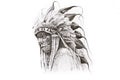 Tattoo sketch of Native American Indian warrior