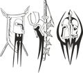 Tattoo sketches of Teutonic crusader shields and helmets