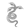 Tattoo snake. Traditional black dot style ink. Isolated vector illustration.