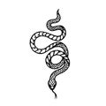 Tattoo snake. Traditional black dot style ink.