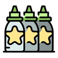 Tattoo star bottle icon color outline vector