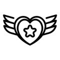 Tattoo star wings heart icon, outline style