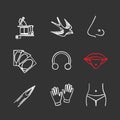 Tattoo studio chalk icons set