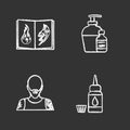 Tattoo studio chalk icons set