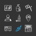 Tattoo studio chalk icons set Royalty Free Stock Photo