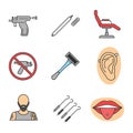 Tattoo studio color icons set