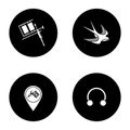 Tattoo studio glyph icons set