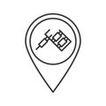 Tattoo studio location linear icon