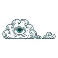 tattoo style icon of an all seeing eye cloud Royalty Free Stock Photo