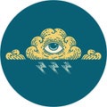 tattoo style icon of an all seeing eye cloud Royalty Free Stock Photo