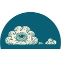 tattoo style icon of an all seeing eye cloud Royalty Free Stock Photo