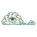 tattoo style icon of an all seeing eye cloud Royalty Free Stock Photo
