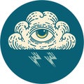 tattoo style icon of an all seeing eye cloud Royalty Free Stock Photo
