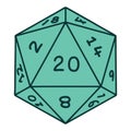 tattoo style icon of a d20 dice Royalty Free Stock Photo