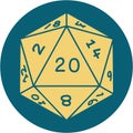 tattoo style icon of a d20 dice Royalty Free Stock Photo