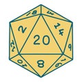 tattoo style icon of a d20 dice Royalty Free Stock Photo