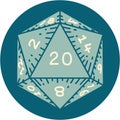 tattoo style icon of a d20 dice Royalty Free Stock Photo