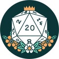 tattoo style icon of a d20 Royalty Free Stock Photo