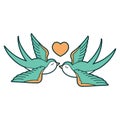 tattoo style icon of a swallows and a heart Royalty Free Stock Photo