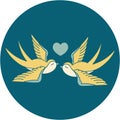 tattoo style icon of a swallows and a heart Royalty Free Stock Photo