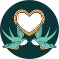 tattoo style icon of a swallows and a heart Royalty Free Stock Photo