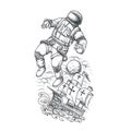 Astronaut Tethered to Caravel Tattoo Royalty Free Stock Photo