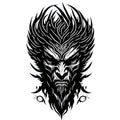 Tattoo style rage mythologic god cat head front view logo emblem Royalty Free Stock Photo