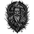 Tattoo style rage mythologic god head front view logo emblem Royalty Free Stock Photo