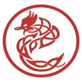 Tattoo Style Red Dragon on a transparent background Royalty Free Stock Photo