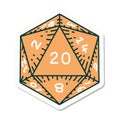 tattoo style sticker of a d20 dice Royalty Free Stock Photo