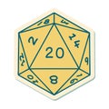tattoo style sticker of a d20 dice Royalty Free Stock Photo