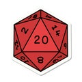 tattoo style sticker of a d20 dice Royalty Free Stock Photo