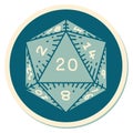 tattoo style sticker of a d20 dice Royalty Free Stock Photo