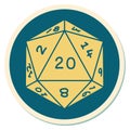 tattoo style sticker of a d20 dice Royalty Free Stock Photo