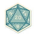 tattoo style sticker of a d20 dice Royalty Free Stock Photo