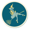 tattoo style sticker of a pinup witch