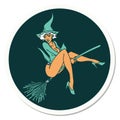 tattoo style sticker of a pinup witch