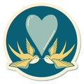 tattoo style sticker of a swallows and a heart