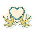 tattoo style sticker of a swallows and a heart Royalty Free Stock Photo